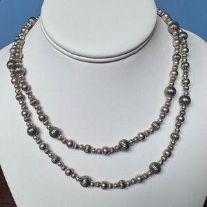 Vintage Sterling Silver Desert Pearl Necklace 32"-36" Carolyn Pollack Relios 925